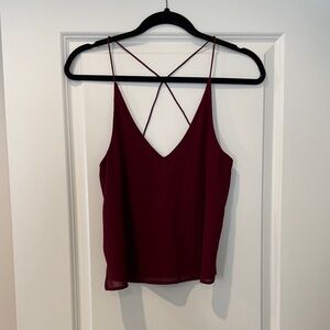 Open-back Burgundy Spaghetti Strap Tank Top